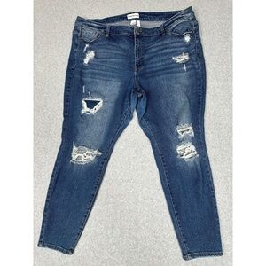 Lane Bryant Jeans‎ Womens 26 Mid Rise Skinny Flex Magic Waist Distressed Ripped